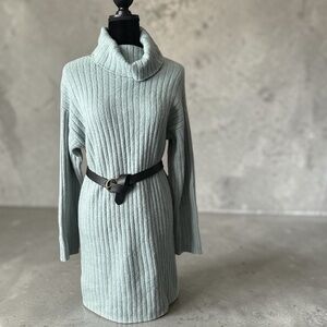 Abercrombie & Fitch ribbed midi Sweater dress light blue NWT
